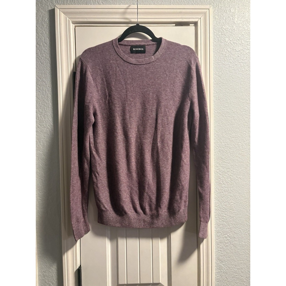 Bonobos Sweater Mens Medium Purple Heathered Cotton Viloft Crewneck 24599-GRU29